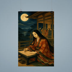Murasaki Shikibu moonlit court writing scene poster 9