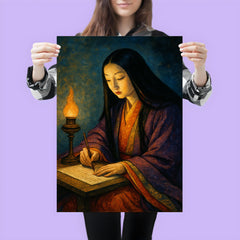 Murasaki Shikibu writing by lamplight poster 3