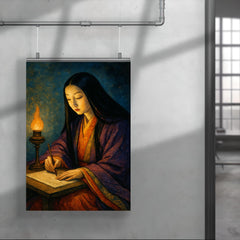 Murasaki Shikibu writing by lamplight poster 4