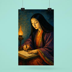 Murasaki Shikibu writing by lamplight poster 6