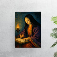 Murasaki Shikibu writing by lamplight poster 7
