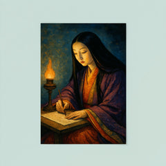 Murasaki Shikibu writing by lamplight poster 8