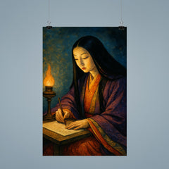 Murasaki Shikibu writing by lamplight poster 9