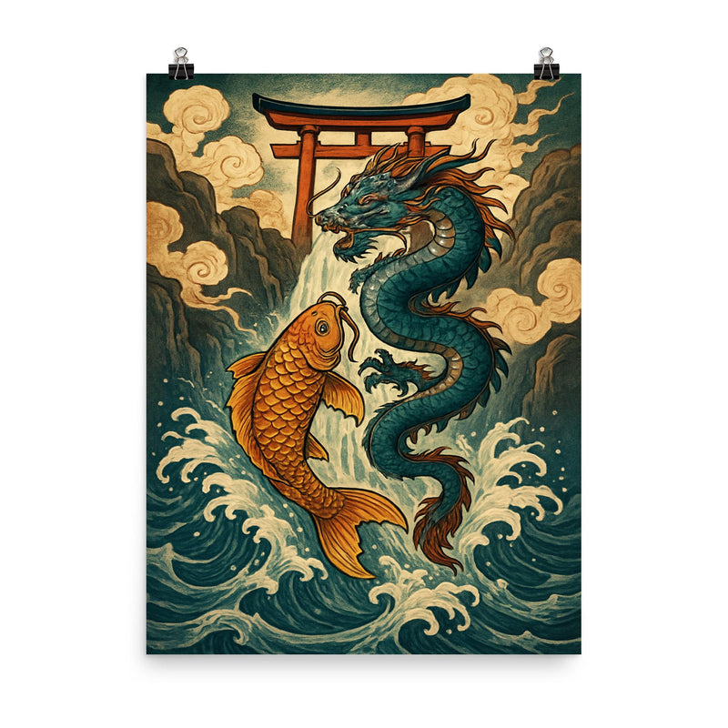 Murasame koi dragon gate ascent poster on a plain backdrop in size 8