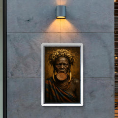 Mursi lip plate matriarch in regal frontal portrait poster 2