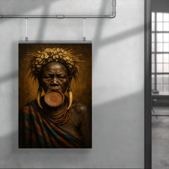 Mursi lip plate matriarch in regal frontal portrait poster 4