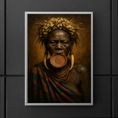 Mursi lip plate matriarch in regal frontal portrait poster 5