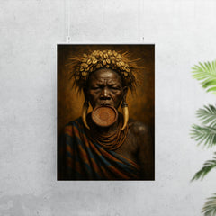 Mursi lip plate matriarch in regal frontal portrait poster 7