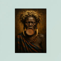Mursi lip plate matriarch in regal frontal portrait poster 8