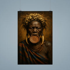 Mursi lip plate matriarch in regal frontal portrait poster 9