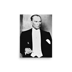 Mustafa Kemal Ataturk poster on a plain backdrop in size 12"x16".