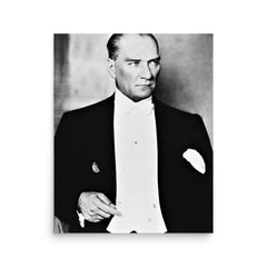 Mustafa Kemal Ataturk poster on a plain backdrop in size 16"x20".