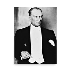 Mustafa Kemal Ataturk poster on a plain backdrop in size 18"x24".