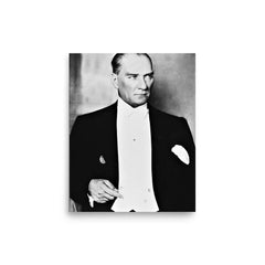 Mustafa Kemal Ataturk poster on a plain backdrop in size 8"x10".