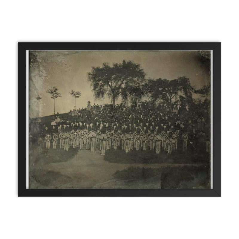 Muster of Militiamen on Boston Common, c. 1850s by Southworth and Hawes framed print on a plain backdrop in size 18