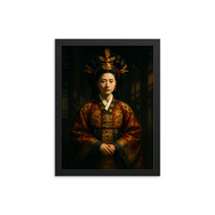 Myeongseong Empress in court shadows framed print on a plain backdrop in size 12"x16".