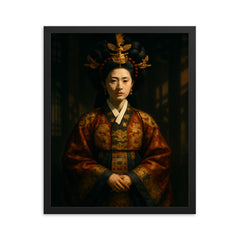 Myeongseong Empress in court shadows framed print on a plain backdrop in size 16"x20".