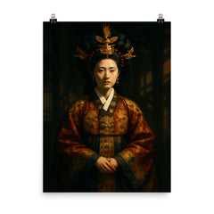 Myeongseong Empress in court shadows poster on a plain backdrop in size 8"x10".