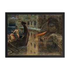 Mythological Scene by Alexander Rothaug framed print on a plain backdrop in size 18"x24".