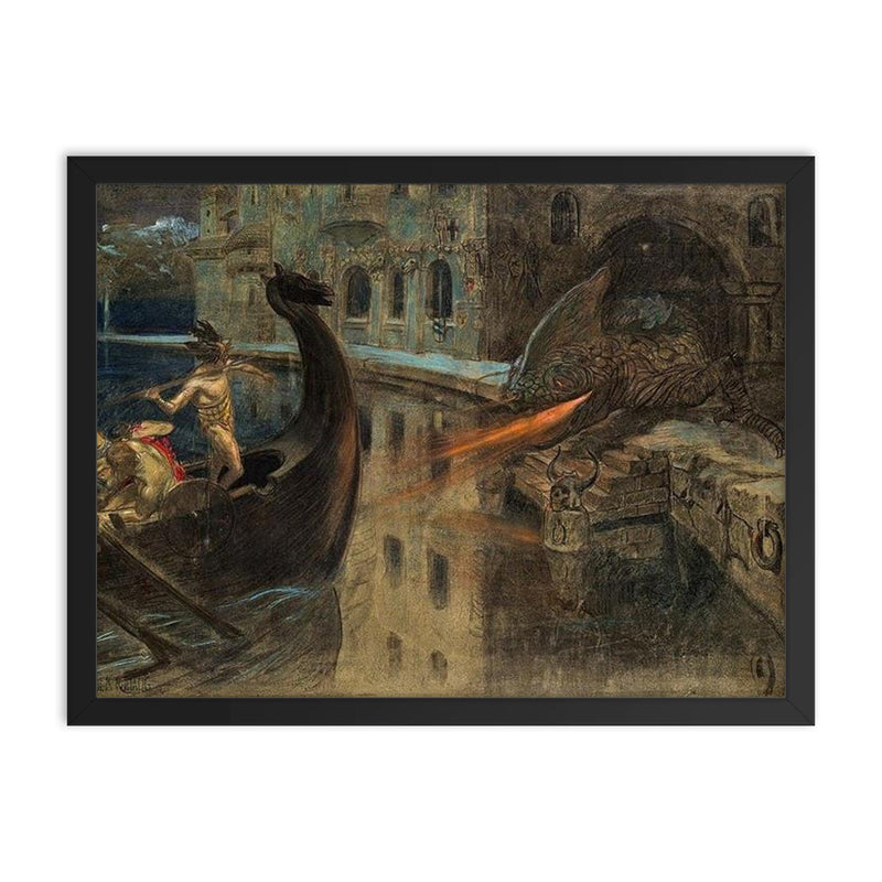 Mythological Scene by Alexander Rothaug framed print on a plain backdrop in size 18