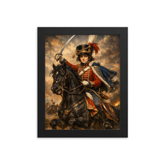 Nadezhda Durova cavalry portrait in Hussar uniform framed print on a plain backdrop in size 8"x10".