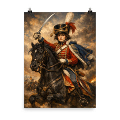 Nadezhda Durova cavalry portrait in Hussar uniform poster on a plain backdrop in size 8"x10".