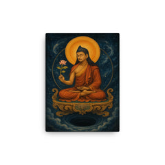 Nagarjuna on a throne of emptiness canvas print on a plain backdrop in size 12"x16".