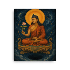Nagarjuna on a throne of emptiness canvas print on a plain backdrop in size 16"x20".