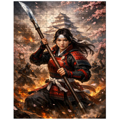 Nakano Takeko with naginata at Aizu jigsaw puzzle