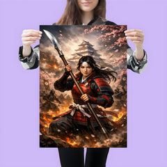 Nakano Takeko with naginata at Aizu poster 3