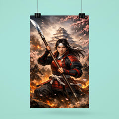 Nakano Takeko with naginata at Aizu poster 6