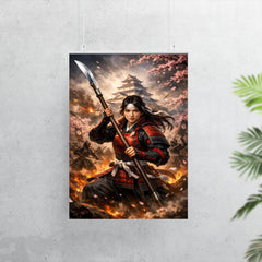 Nakano Takeko with naginata at Aizu poster 7