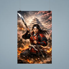 Nakano Takeko with naginata at Aizu poster 9