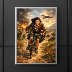 Nancy Wake bicycle sprint through maquis countryside poster 5
