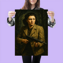 Nancy Wake in maquis shadows with Sten gun poster 3