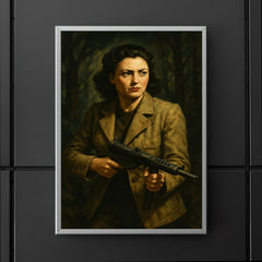 Nancy Wake in maquis shadows with Sten gun poster 5