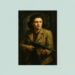 Nancy Wake in maquis shadows with Sten gun poster 8
