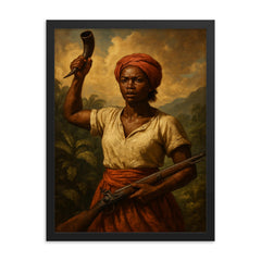 Nanny of the Maroons framed print on a plain backdrop in size 18"x24".