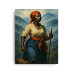 Nanny of the Maroons in Blue Mountains mist canvas print on a plain backdrop in size 16"x20".