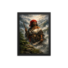 Nanny of the Maroons in Blue Mountains mist framed print on a plain backdrop in size 12"x16".