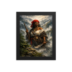 Nanny of the Maroons in Blue Mountains mist framed print on a plain backdrop in size 8"x10".