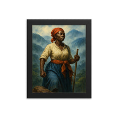 Nanny of the Maroons in Blue Mountains mist framed print on a plain backdrop in size 8"x10".