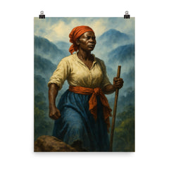 Nanny of the Maroons in Blue Mountains mist poster on a plain backdrop in size 8"x10".