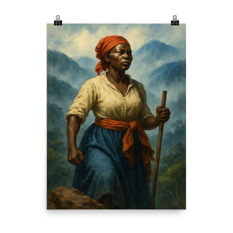 Nanny of the Maroons in Blue Mountains mist poster on a plain backdrop in size 8