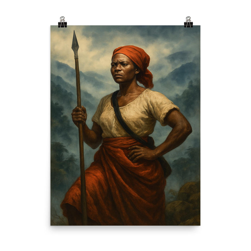 Nanny of the Maroons in Blue Mountains mist poster on a plain backdrop in size 8