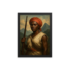 Nanny of the Maroons mountain portrait framed print on a plain backdrop in size 12"x16".