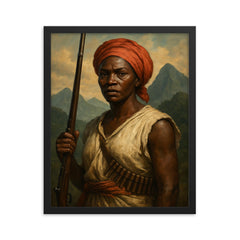 Nanny of the Maroons mountain portrait framed print on a plain backdrop in size 16"x20".