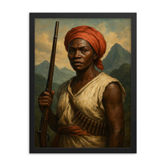 Nanny of the Maroons mountain portrait framed print on a plain backdrop in size 18"x24".