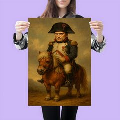 Napoleon Bonaparte looking unhappy while riding a very small Shetland pony poster 3