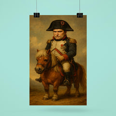 Napoleon Bonaparte looking unhappy while riding a very small Shetland pony poster 6